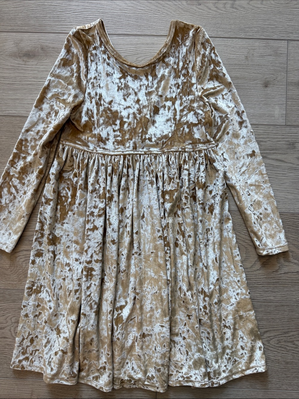Pink Chicken Gold Crushed Velvet Long-Sleeve Party Dress